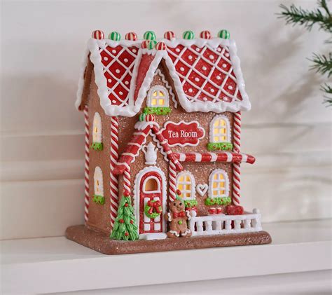 As Is Illuminated Gingerbread Village Tea Room By Valerie QVC