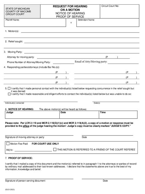 Request For Hearing On A Motion Notice Of Fill Out And Sign Printable