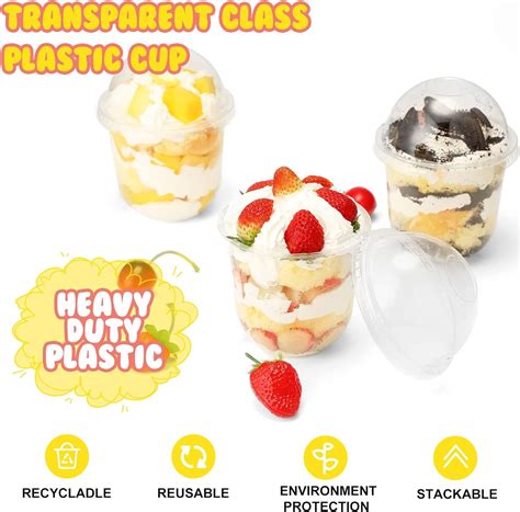 Buy 50 Pack Dessert Cups With Dome Lids Disposable Plastic Cups With