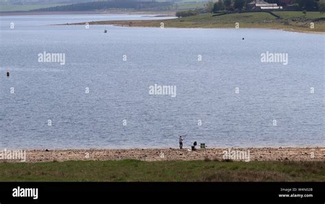 person fishing derwent reservoir Stock Photo - Alamy