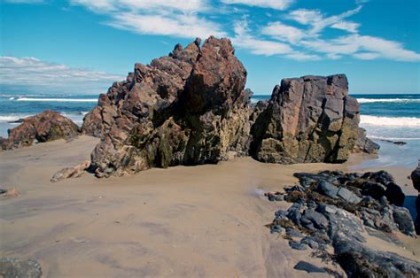 Rocky Outcrops On Ogunquit Maine Ocean Beach Stock Photo Download