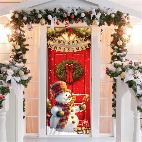 Snowman Christmas Door cover Home Decor TQN1838D - Flagwix