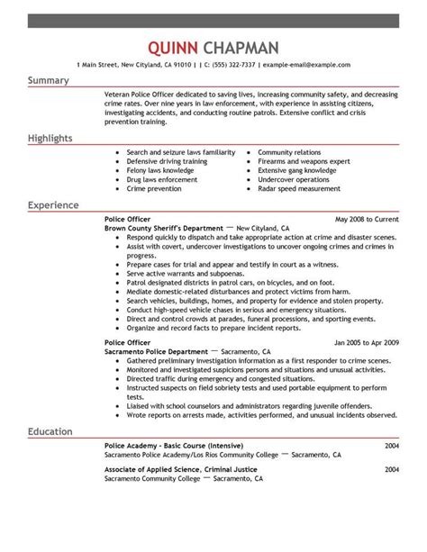 Police Officer Resume Examples Law Enforcement Livecareer