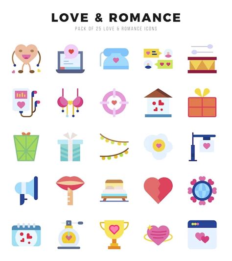 Conjunto De íconos De Amor Y Romance Ilustración Vectorial Vector Premium