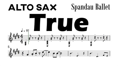 True Spandau Ballet Alto Sax Sheet Music Backing Track Play Along