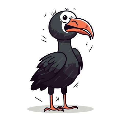 Premium Vector | Cute cartoon black crow isolated on white background ...