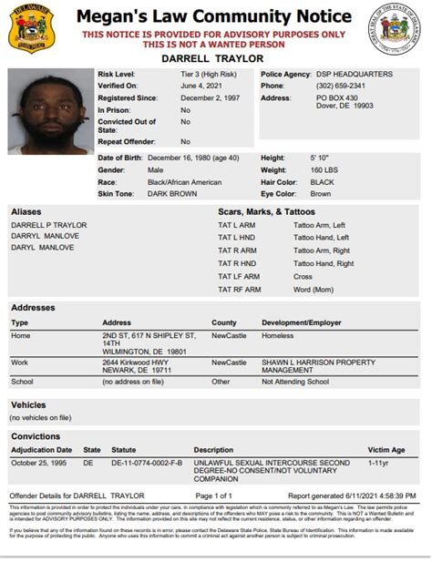 Homeless Sex Offender Notification Delaware State Police State Of Delaware