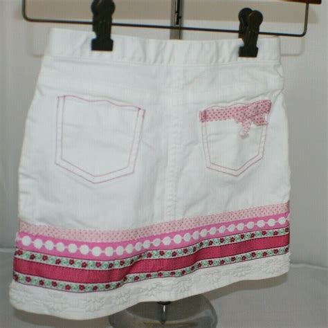 Lilly Pulitzer Girls White Denim Jean Skirt Adj Waist Sz X Cotton Zip