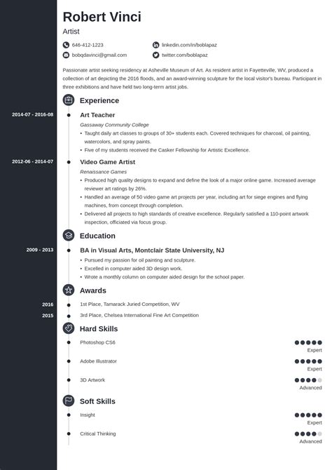 Artist Resume 20 Templates And Best Examples For All Artists