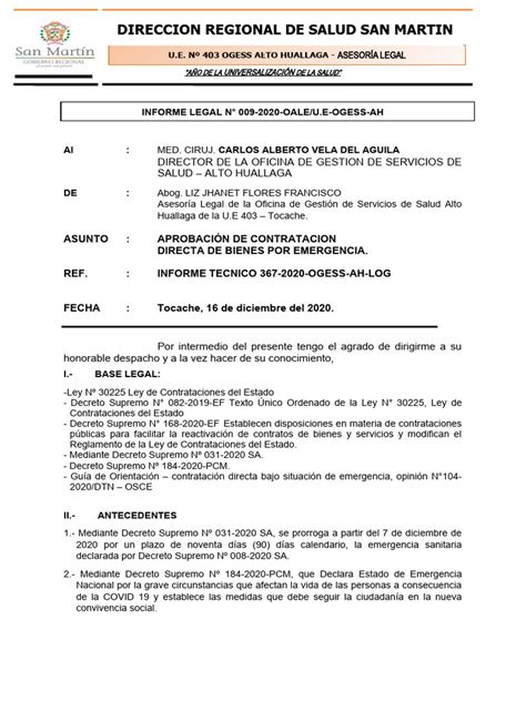 Informe Legal 09 Imprimir Pdf Estado De Emergencia Regulación