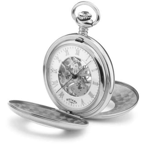 Rotary Chrome Mechanical Double Half Hunter Pocket Watch Mp