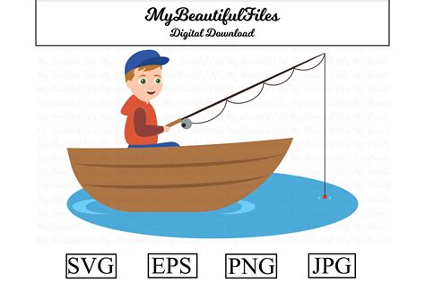 Fisherman Fishing In A Boat Clipart