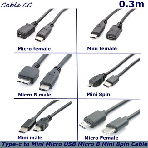 【lz】 Tipo C Para Micro Usb Mini Usb Macho E Fêmea Micro B Mini 8pin Telefone Celular Computador