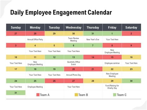 Daily Employee Engagement Calendar Powerpoint Slide Images Ppt