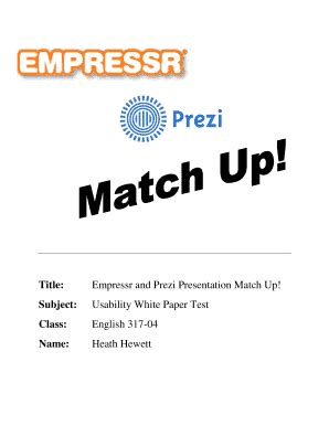 Fillable Online Empressr And Prezi Presentation Match Up Fax Email