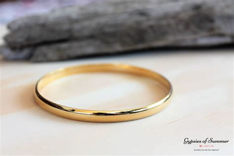 18k Yellow Gold Filled Bangle Bracelet Stacking Gold Bangle Etsy