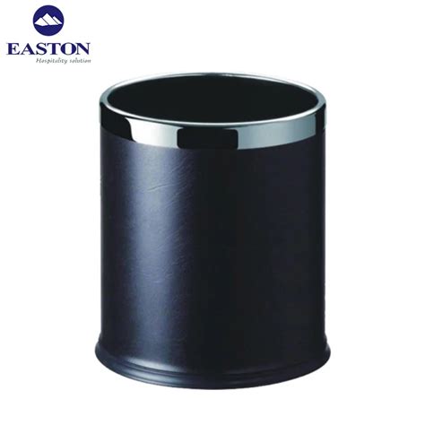 Hotel Guest Room Bin Trash Binhotel Room Round Shape Leather Waste Bin