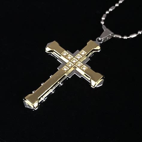 Collier Avec Un Croix Pour Homme Style Moderne Noir Or Ou Argent