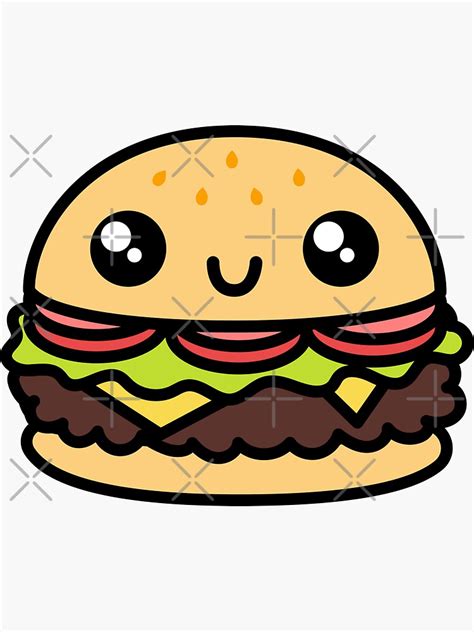 Kawaii Sticker Food Hamburger Cheeseburger Fast Food Sticker For Sale