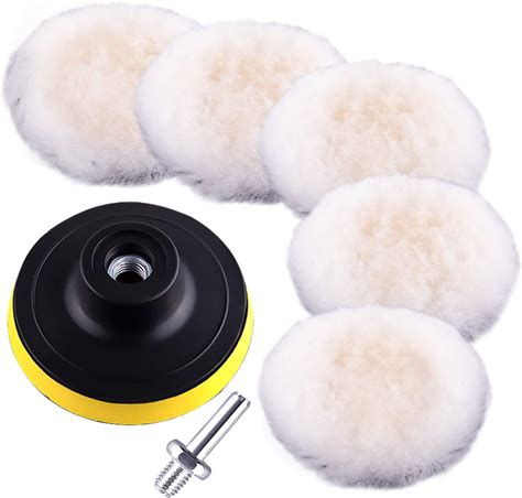 SIQUK 7 Pieces 3 Inch Wool Polishing Pad Wool Bonnet Pad Wool Polishing