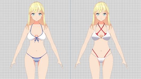 D Model Yuki Bikini Girl VR AR Low Poly CGTrader