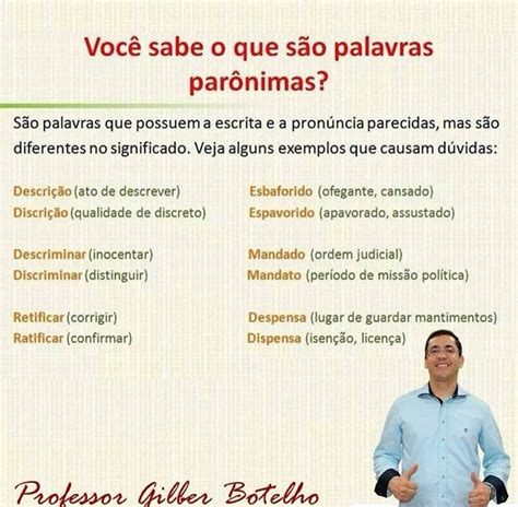 Exemplo De Palavras Parônimas - Palavras Parônimas | Portugues para concurso, Palavras cultas, Assuntos ...