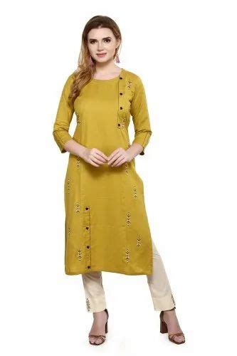 Prettify Womens Cotton Embroidered Straight Kurta Set At Rs 625 Piece