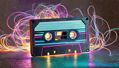 Premium Photo | Closeup of retro neon cassette tape