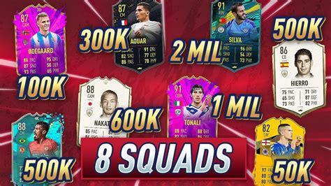 FIFA 20 8 SQUAD BUILDER 50k 100k 300k 400k 500k 1 Mil 2 Mil FIFA