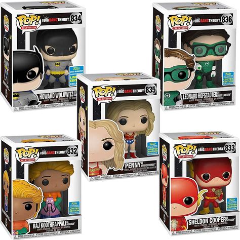 Funko Pop Big Bang Theory As Dc Heroes 2019 Sdcc Ex Set Of 5 For Sale