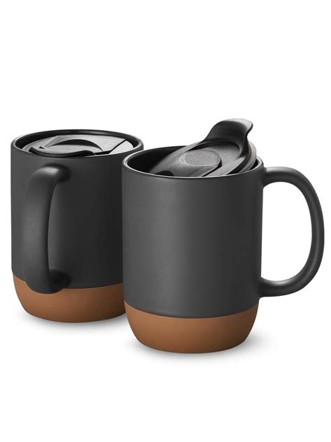 Dowan Coffee Mugs 15 Oz Mug Set Of 2 Ceramic Coffee Mug With Silicone Bottom And Spill Proof