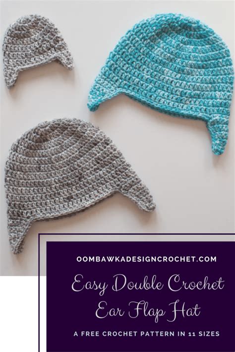 Simple Double Crochet Ear Flap Hat Pattern In Sizes