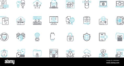 Conjunto De Iconos Lineales De Seguridad De Internet Firewall Cifrado