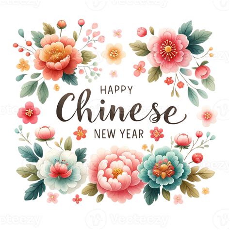 AI generated Watercolor clipart of Happy Chinese New Year greeting card ...