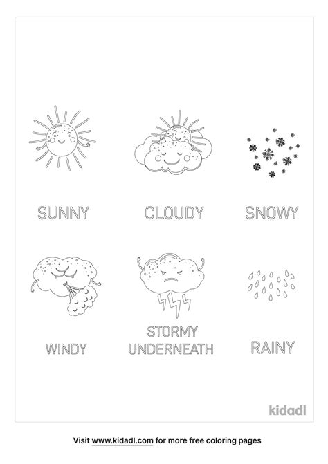 Different Types Of Weather Coloring Pages Printable Free Templates