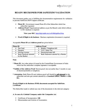 Fillable Online Avconsultancy Ready Reckoner For Safeexim Validation