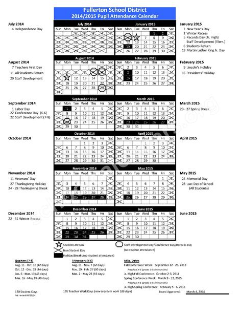 Fullerton Elementary School District Calendar 2024 - Schoolcalendars.net