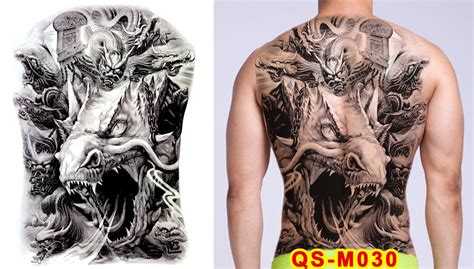 Full Back Tattoo Sticker Guan Gong Zhao Yun Carp Erlang Shen Da Full ...