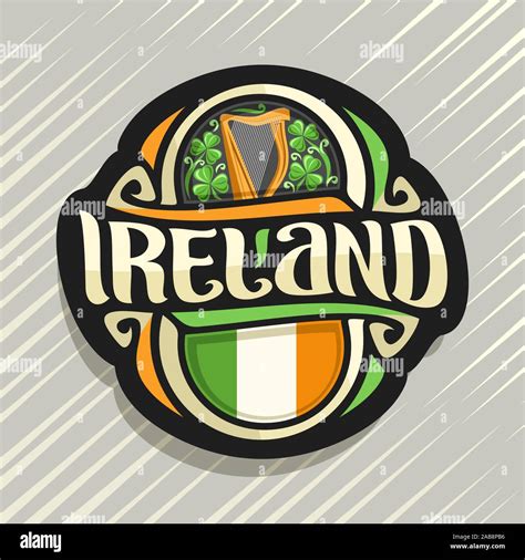 Vector Logo For Ireland Country Fridge Magnet With Irish Flag