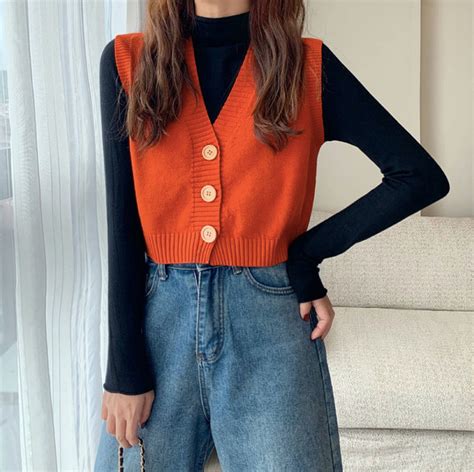 Cozy Soft Knit Sleeveless Button Up V Neck Sweater Vest Etsy