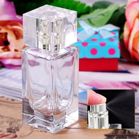 New 50ml Empty Glass Clear Perfume Bottle Rectangle Atomizer Travelling