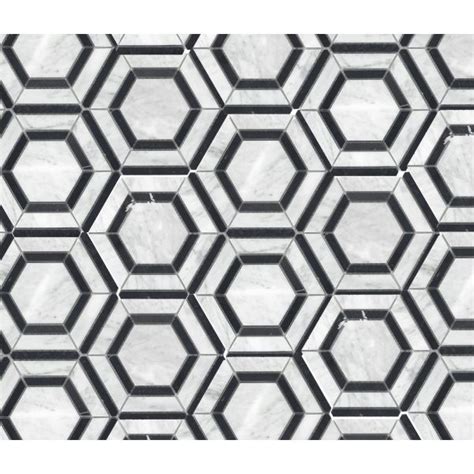 Carrara And Nero Marquina Hexagon Inches Honeycomb Unique Til