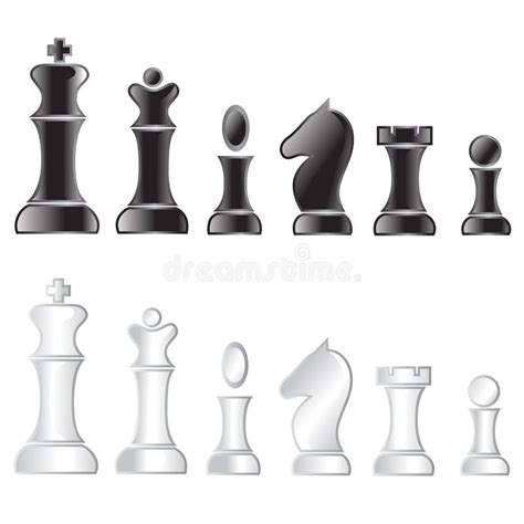 King And Queen Chess Pieces Digital Illustration Stock Illustration