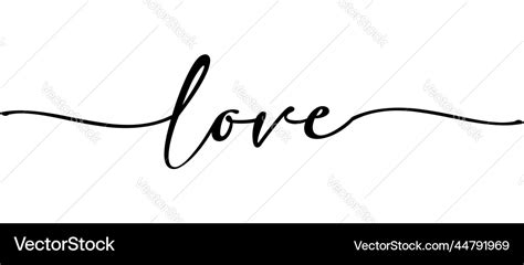 Love Phrase Continuous One Line Calligraphy Art Vector Image