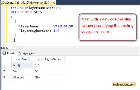 Execute WITH RESULT SETS Feature In SQL Server