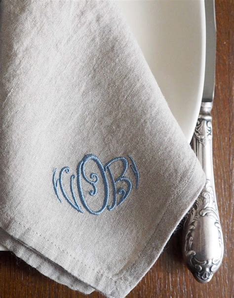 Personalised Embroidered Linen Wedding Party Napkins LINOROOM 100