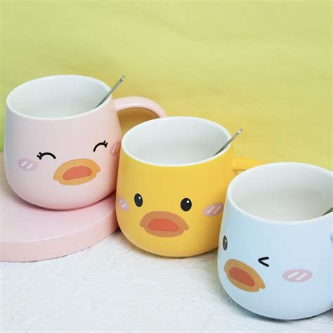 Jual Mug Gelas Cangkir Keramik Lucu Set Tutup Sendok BT 1418 Shopee