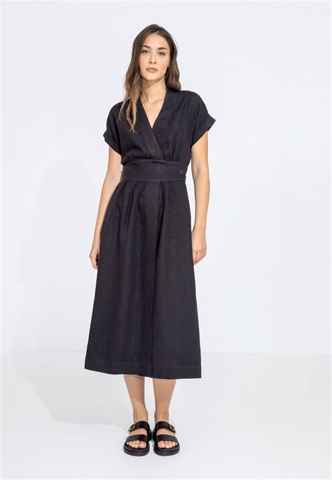 Linen Dress Black Dresses Ivko Woman