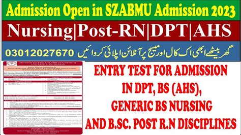 How To Apply For Entry In Szabmu Nursing Dpt Ahs Rn Full Apply