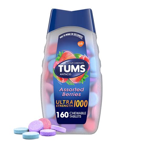 Tums Ultra Strength Heartburn Relief Chewable Antacid Tablets Berry